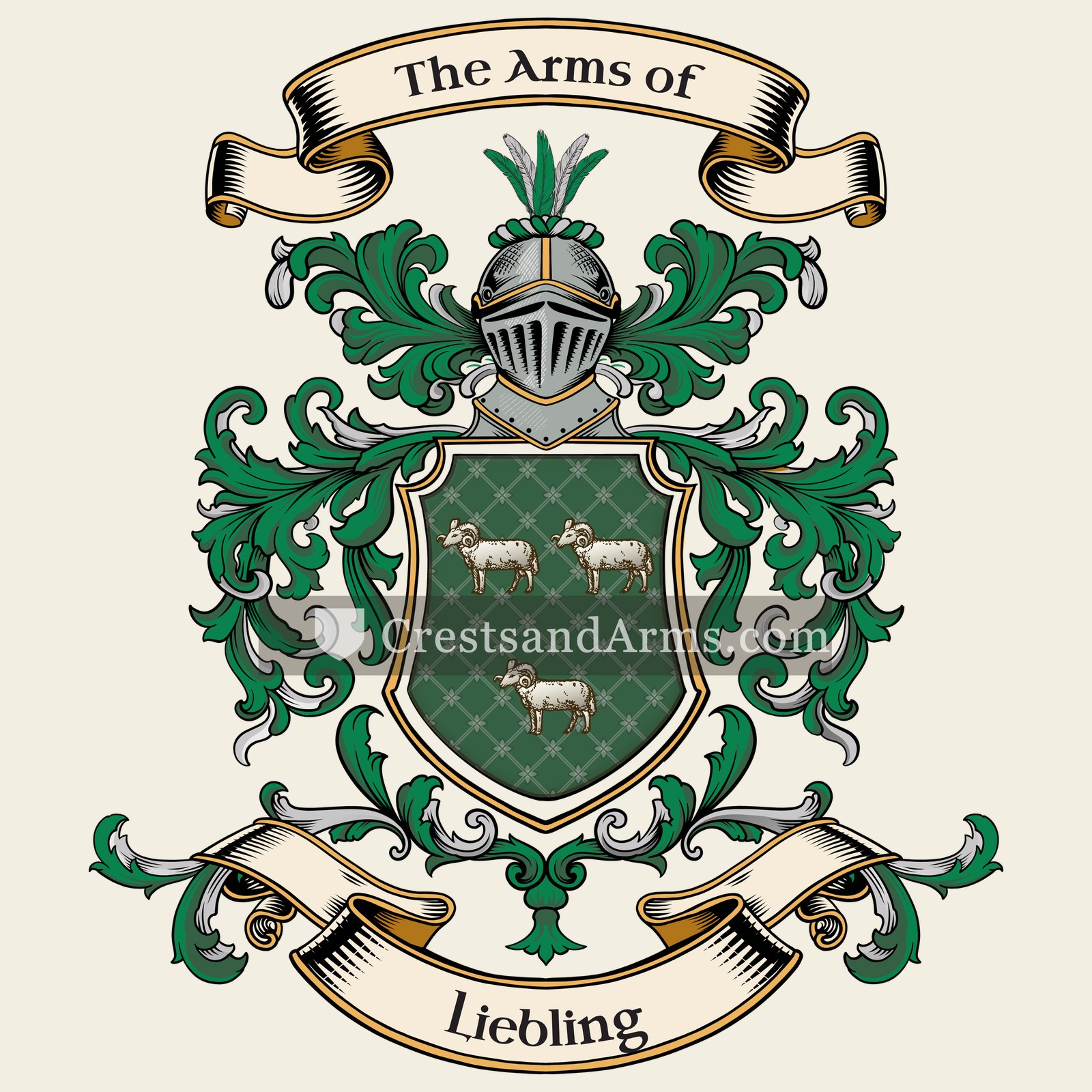 The Liebling coat of arms, drawn from the recorded blazon