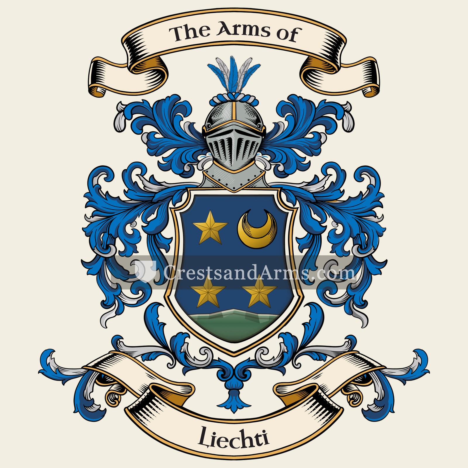 The Liechti coat of arms, drawn from the recorded blazon