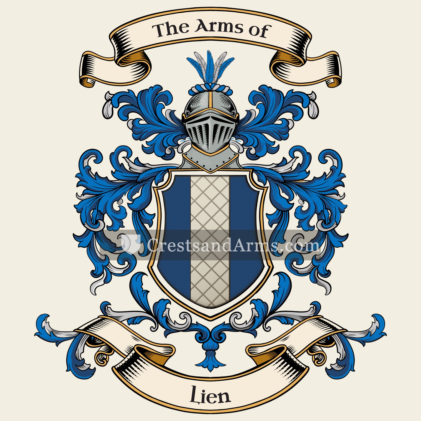 The Lien coat of arms, drawn from the recorded blazon