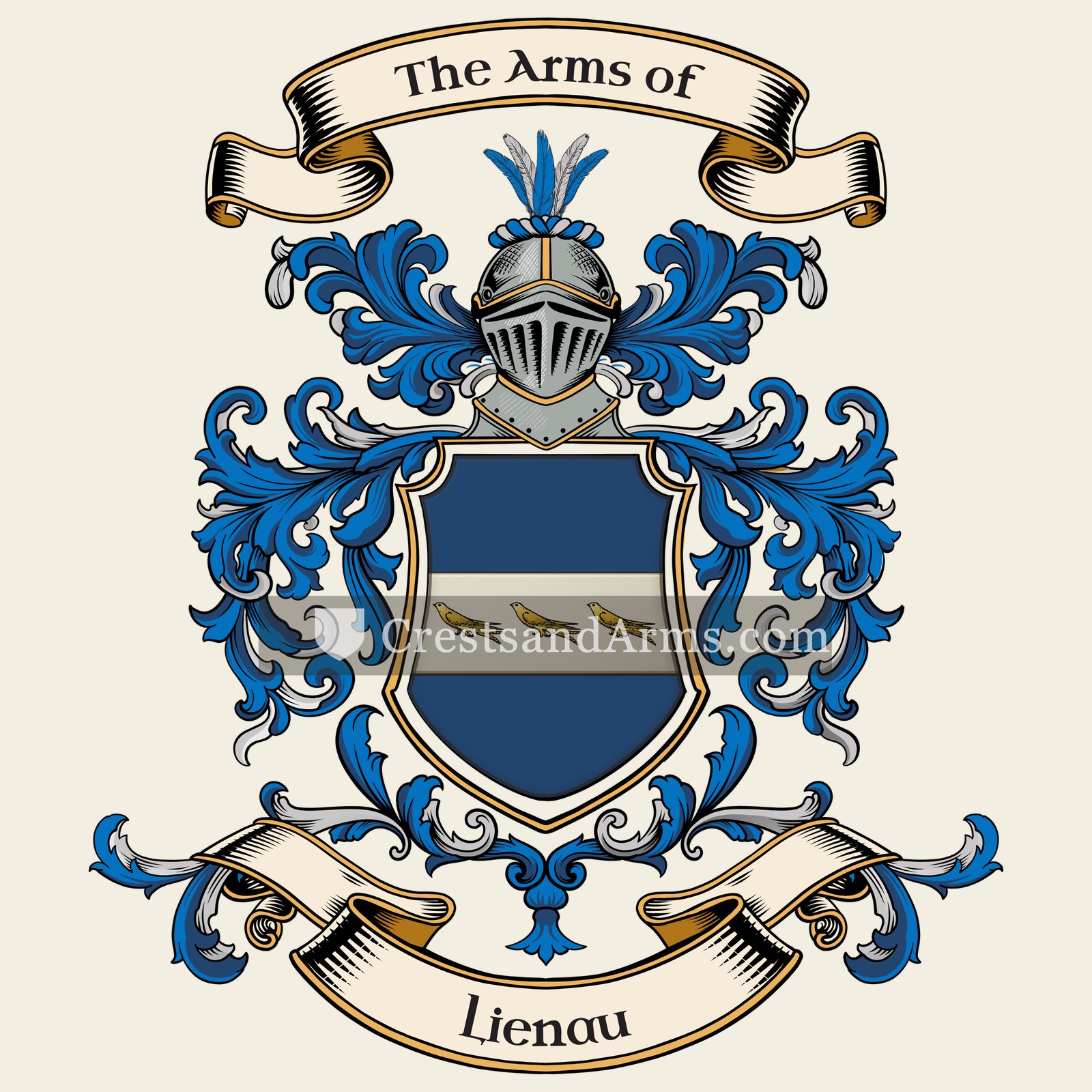The Lienau coat of arms, drawn from the recorded blazon