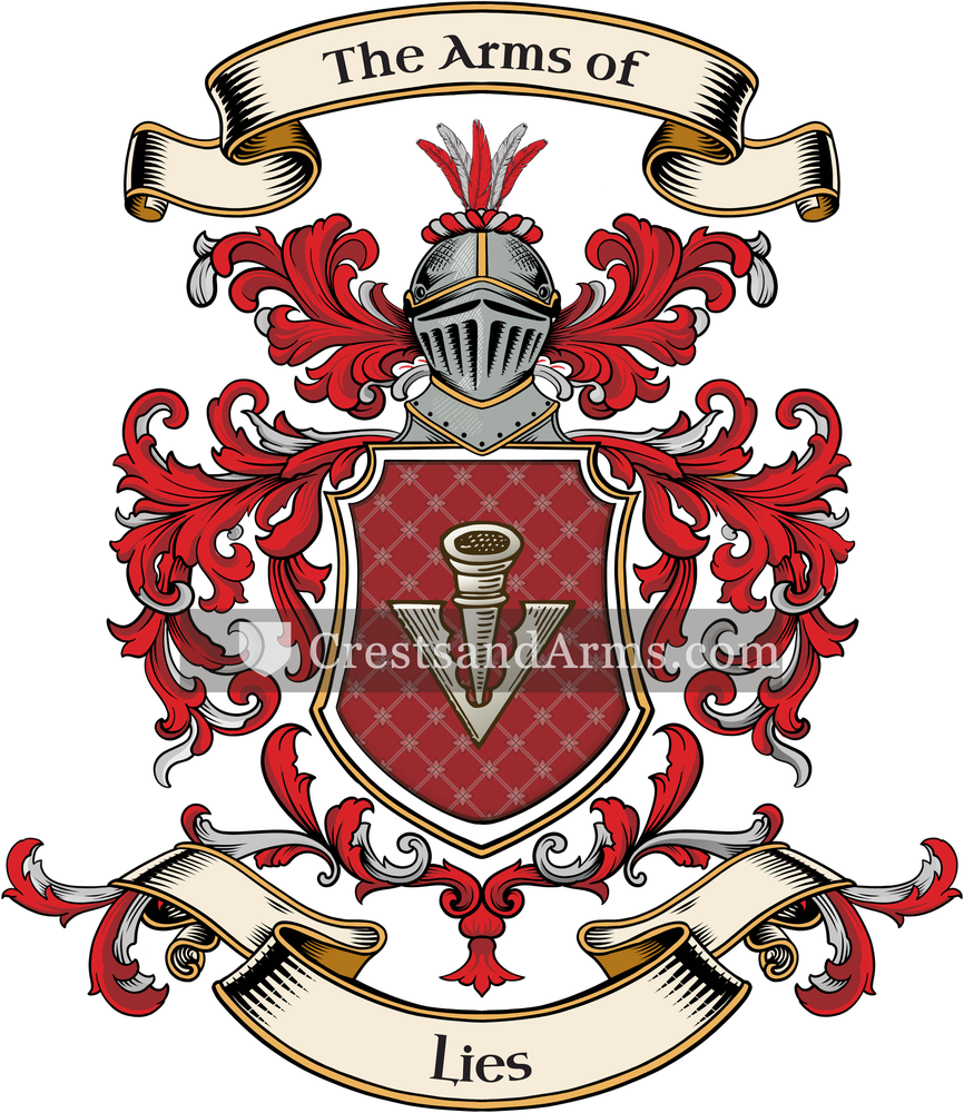 The Lies coat of arms, drawn from the recorded blazon