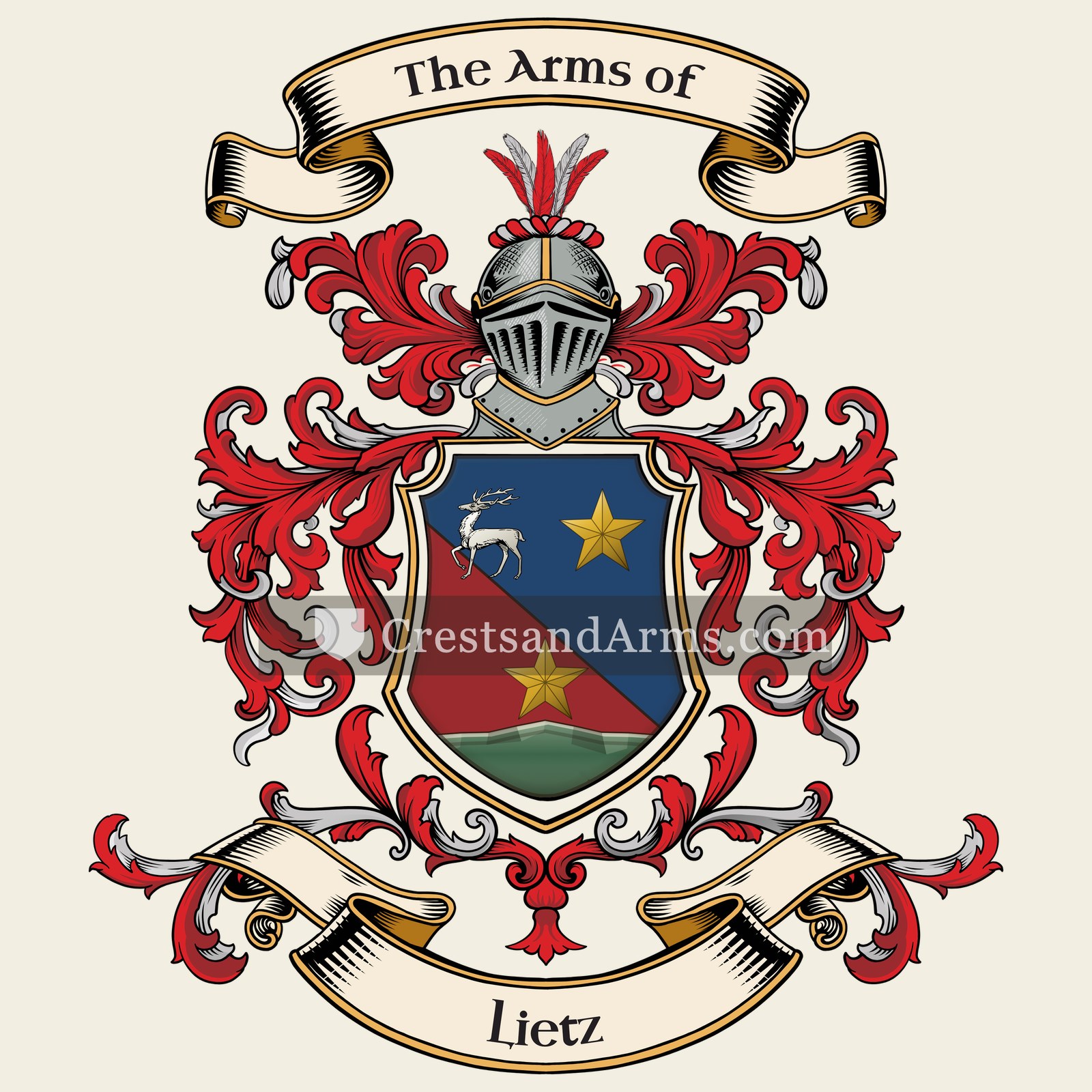 The Lietz coat of arms, drawn from the recorded blazon