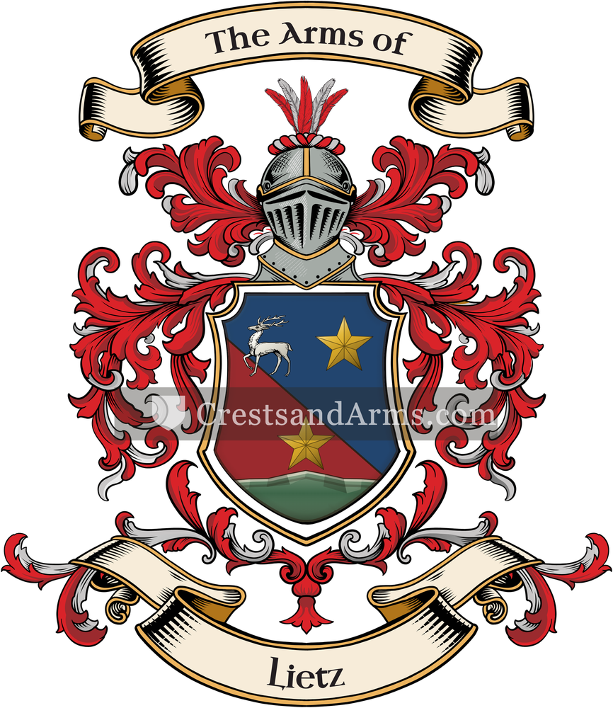 The Lietz coat of arms, drawn from the recorded blazon