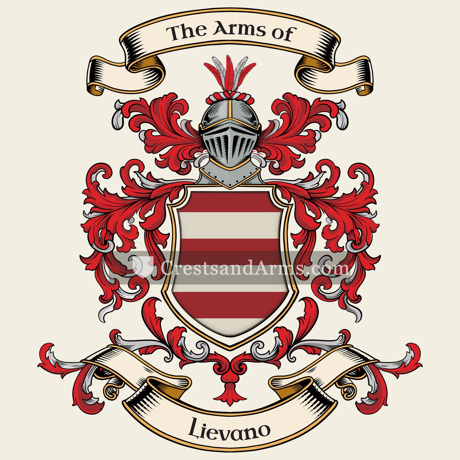 The Lievano coat of arms, drawn from the recorded blazon