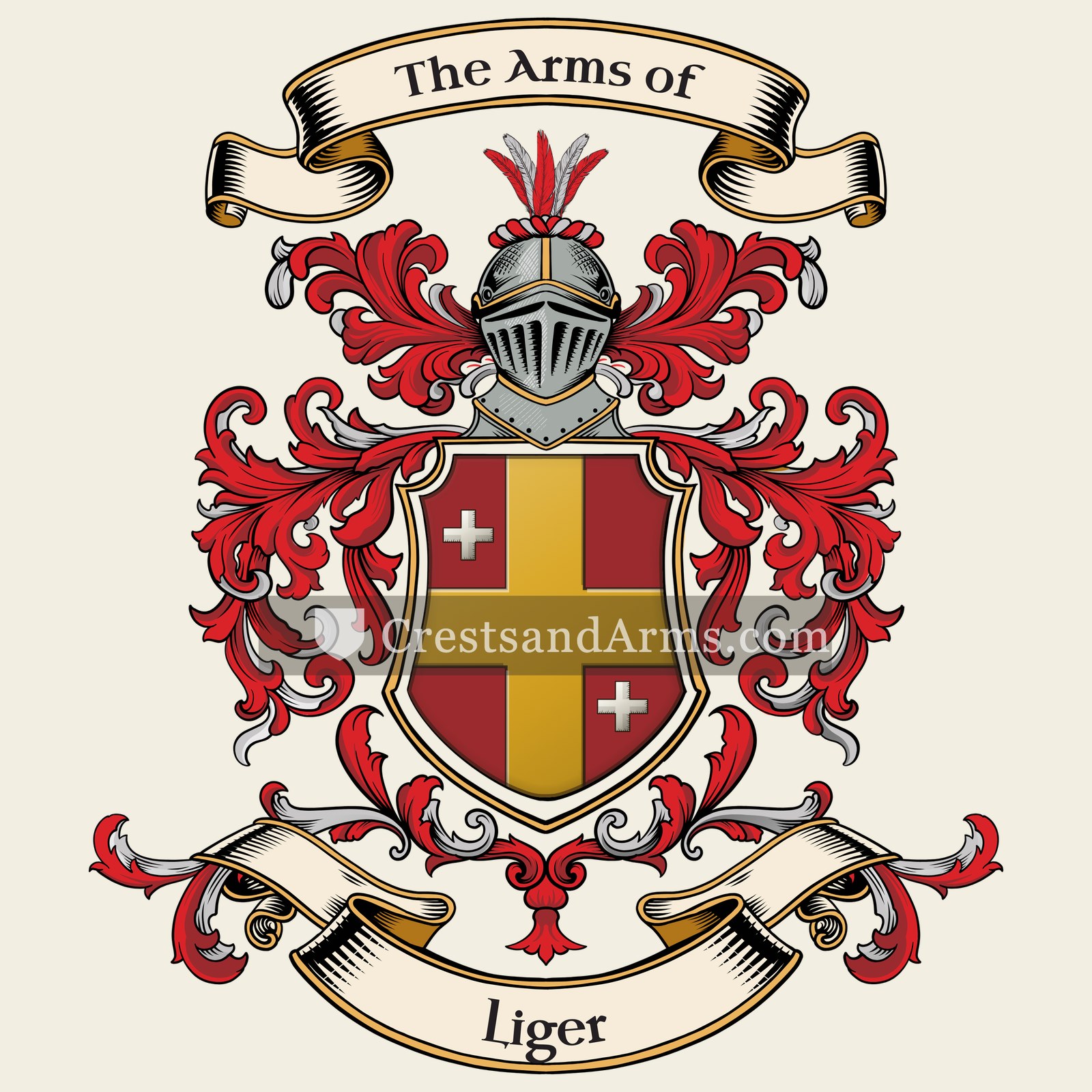 The Liger coat of arms, drawn from the recorded blazon