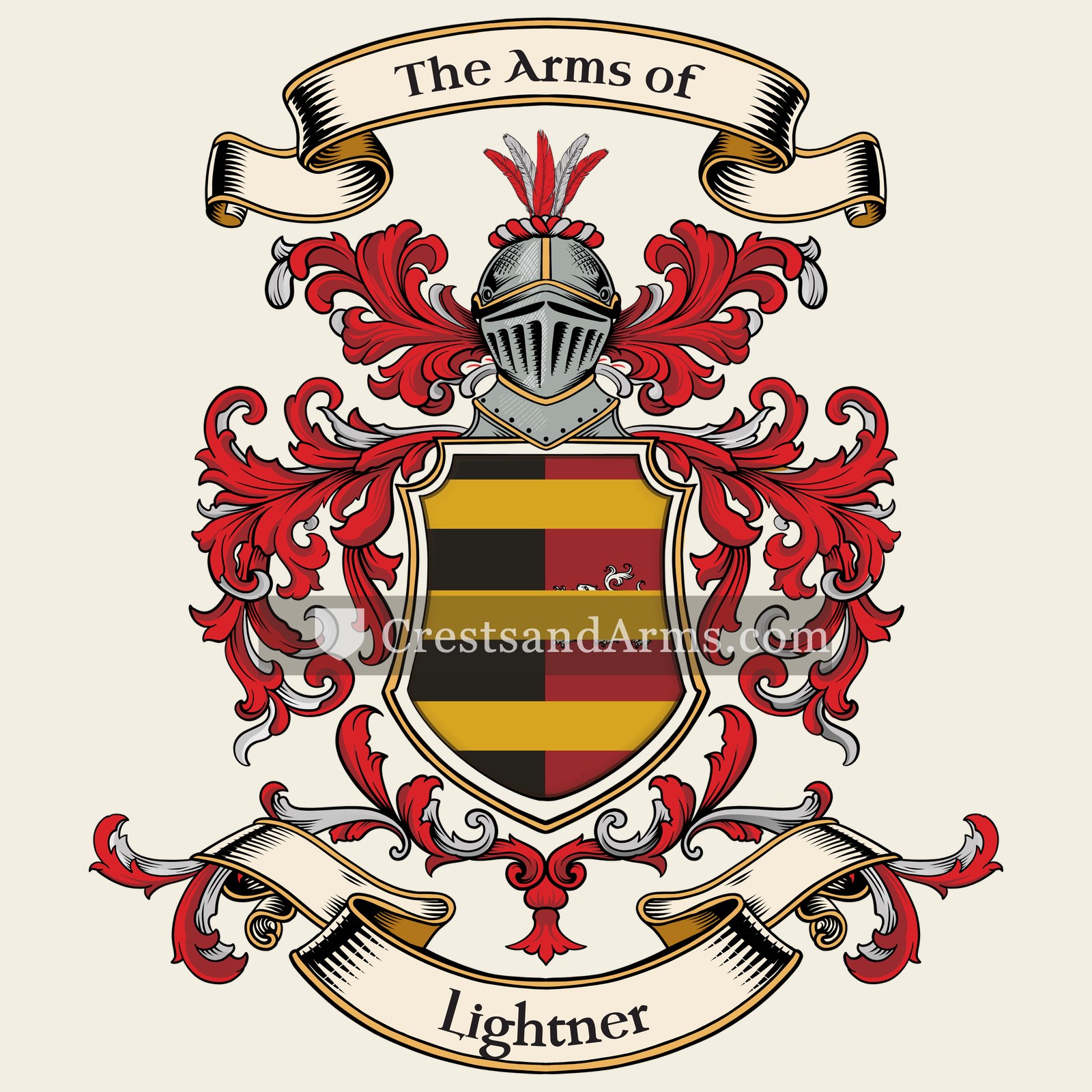 The Lightner coat of arms, drawn from the recorded blazon