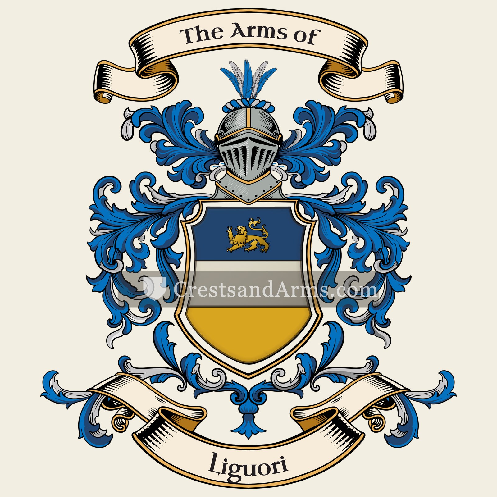 The Liguori coat of arms, drawn from the recorded blazon