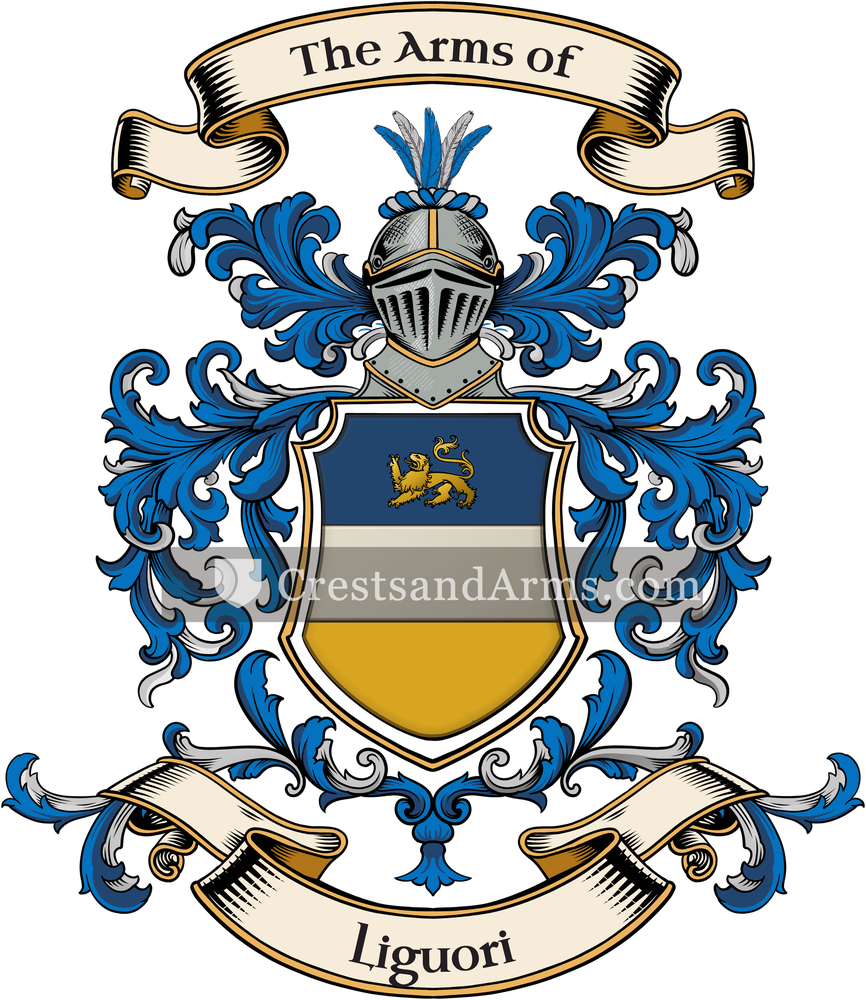 The Liguori coat of arms, drawn from the recorded blazon