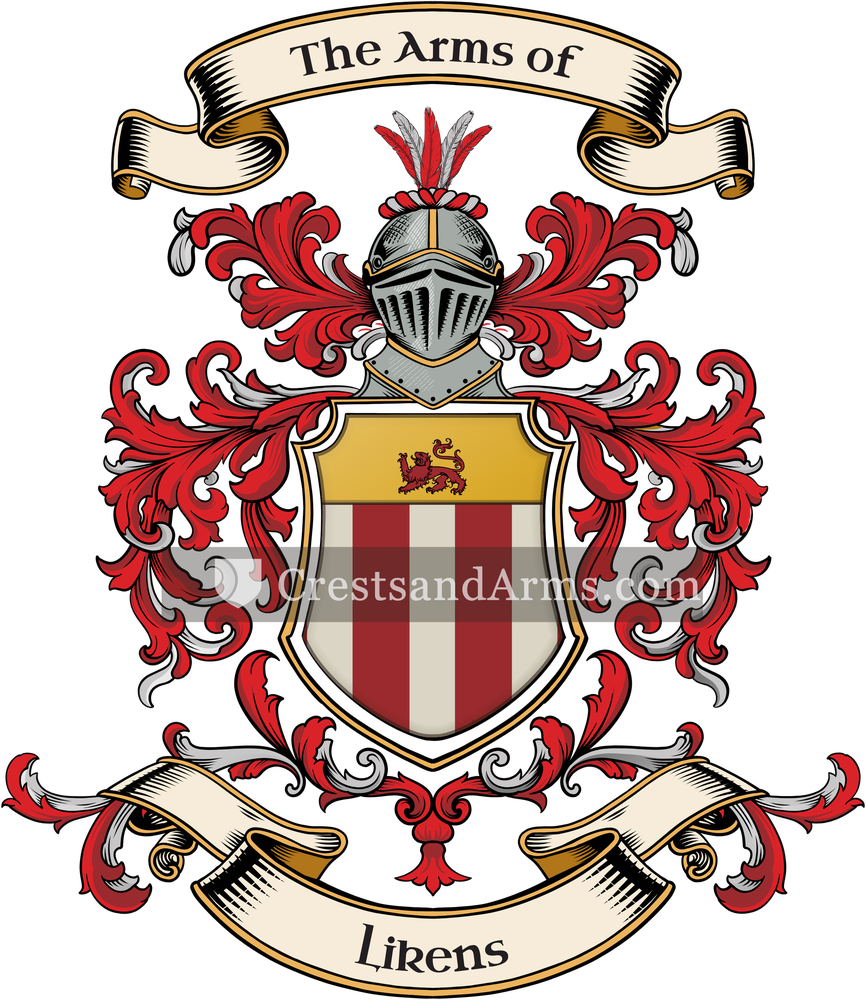The Likens coat of arms, drawn from the recorded blazon