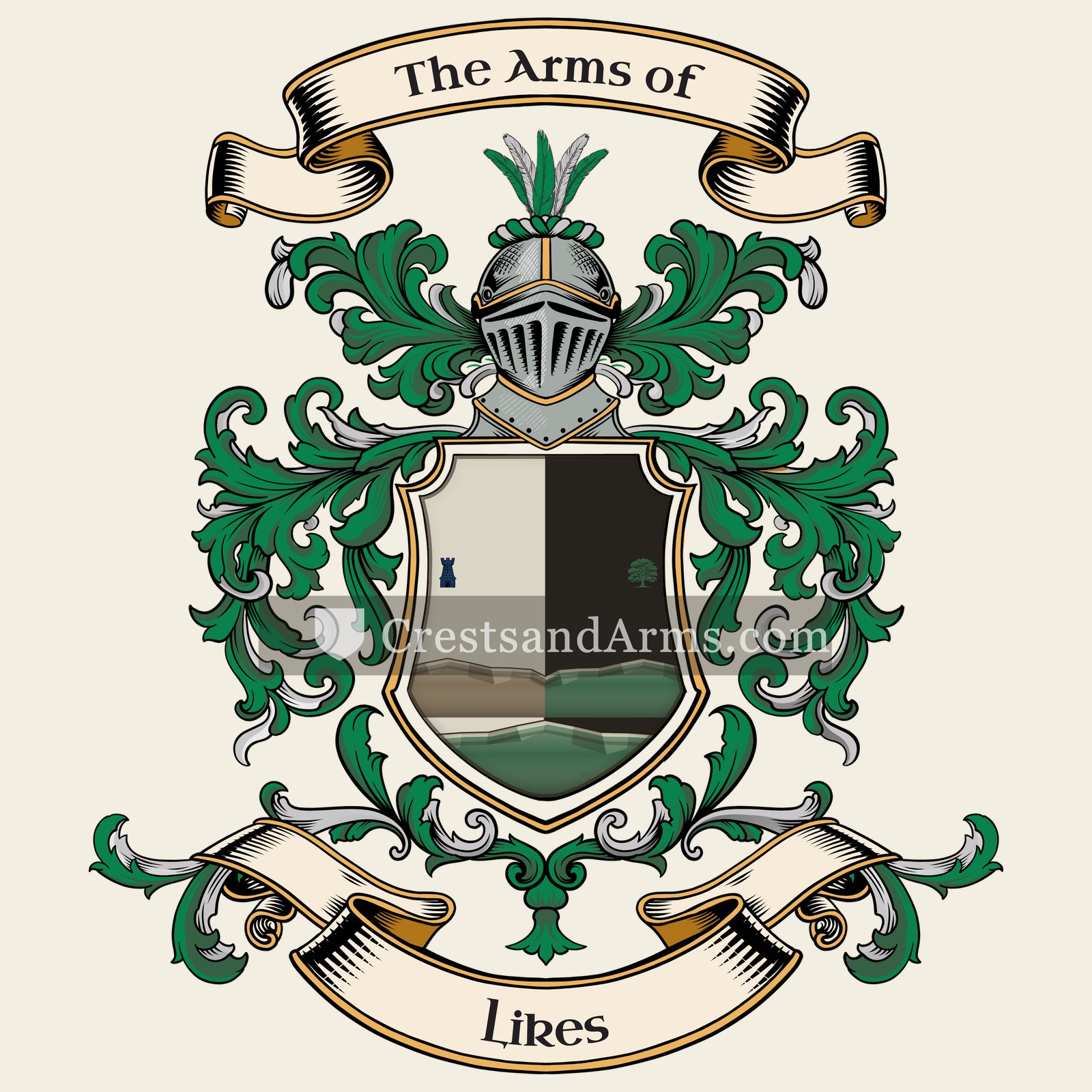 The Likes coat of arms, drawn from the recorded blazon