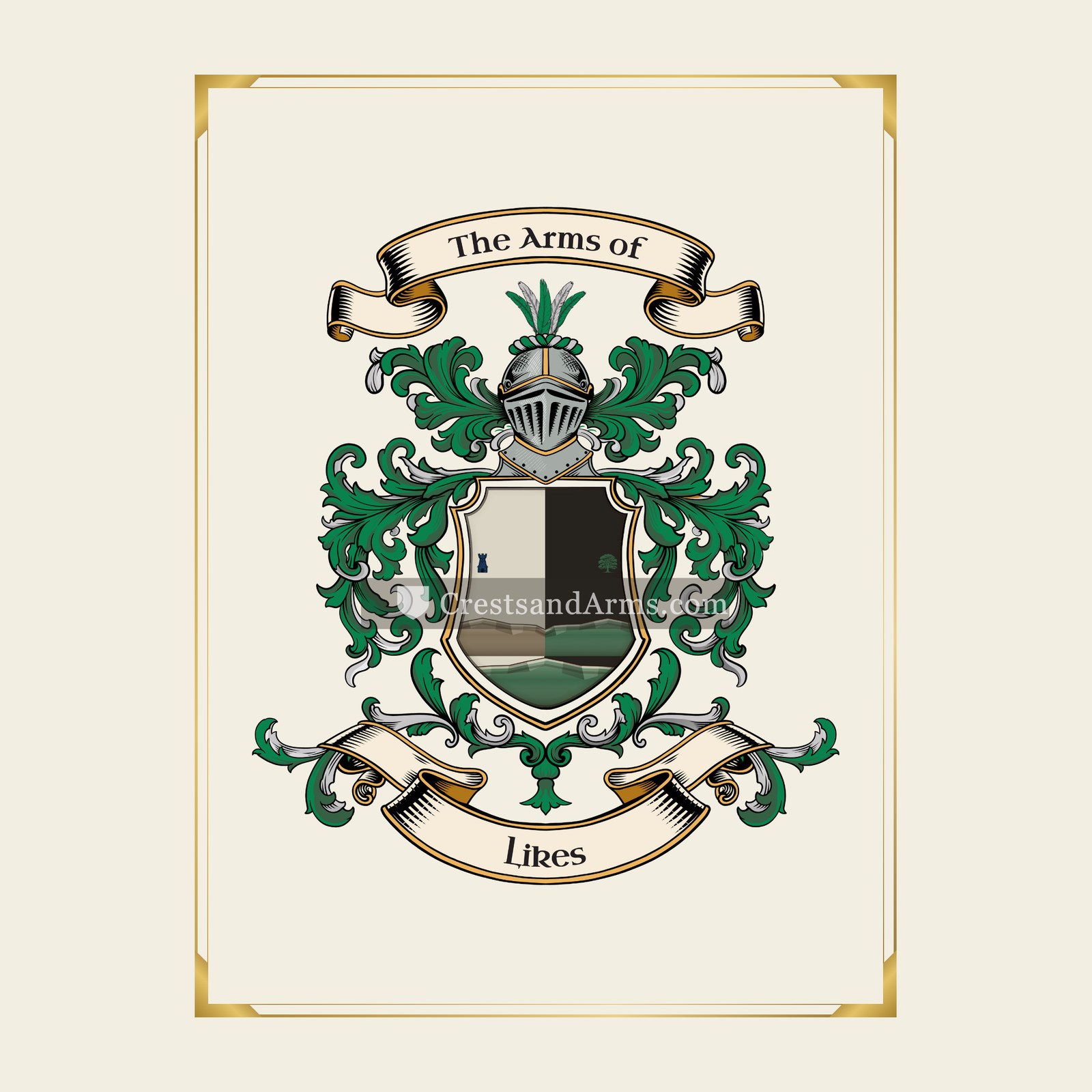 With gold border