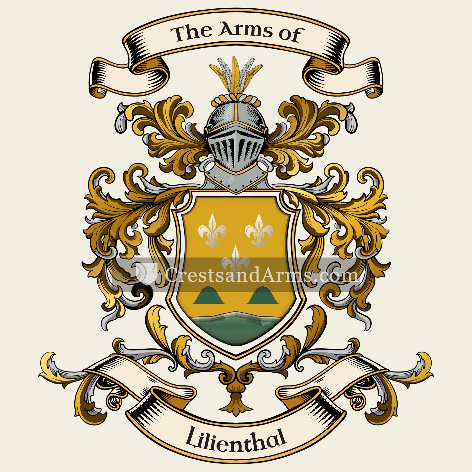 The Lilienthal coat of arms, drawn from the recorded blazon