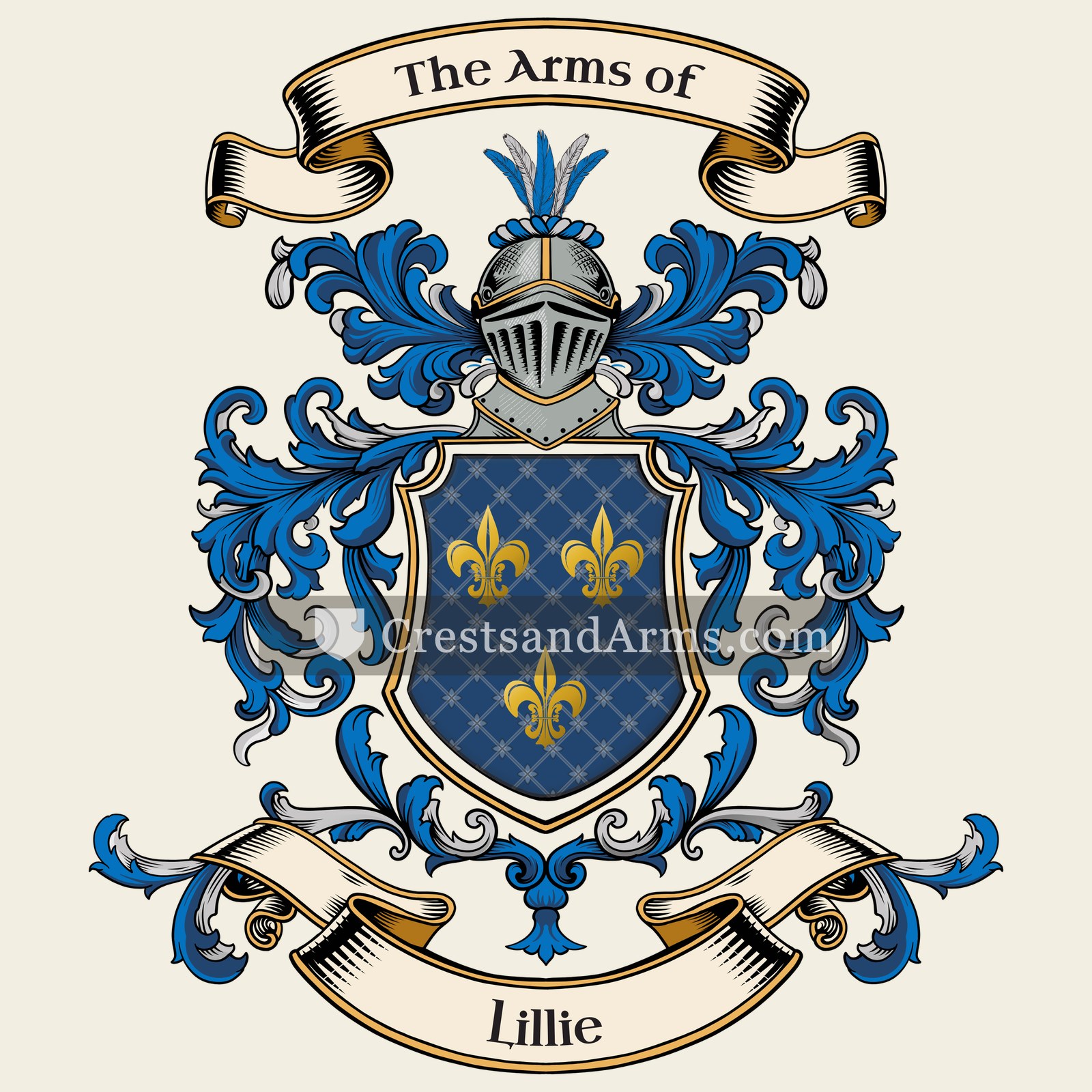 The Lillie coat of arms, drawn from the recorded blazon