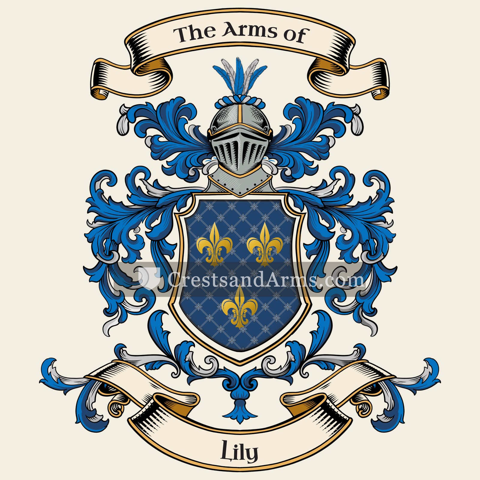 The Lily coat of arms, drawn from the recorded blazon