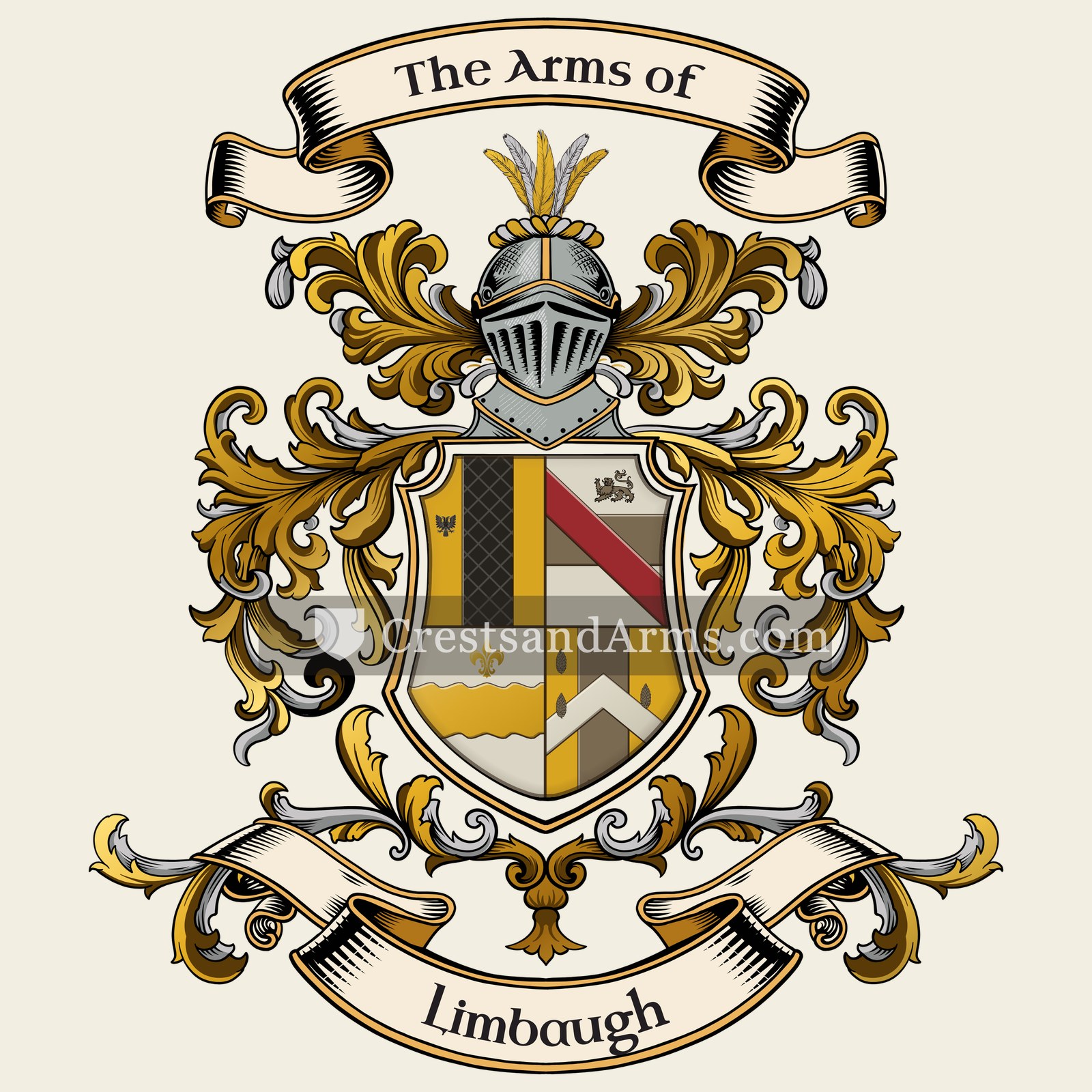 The Limbaugh coat of arms, drawn from the recorded blazon