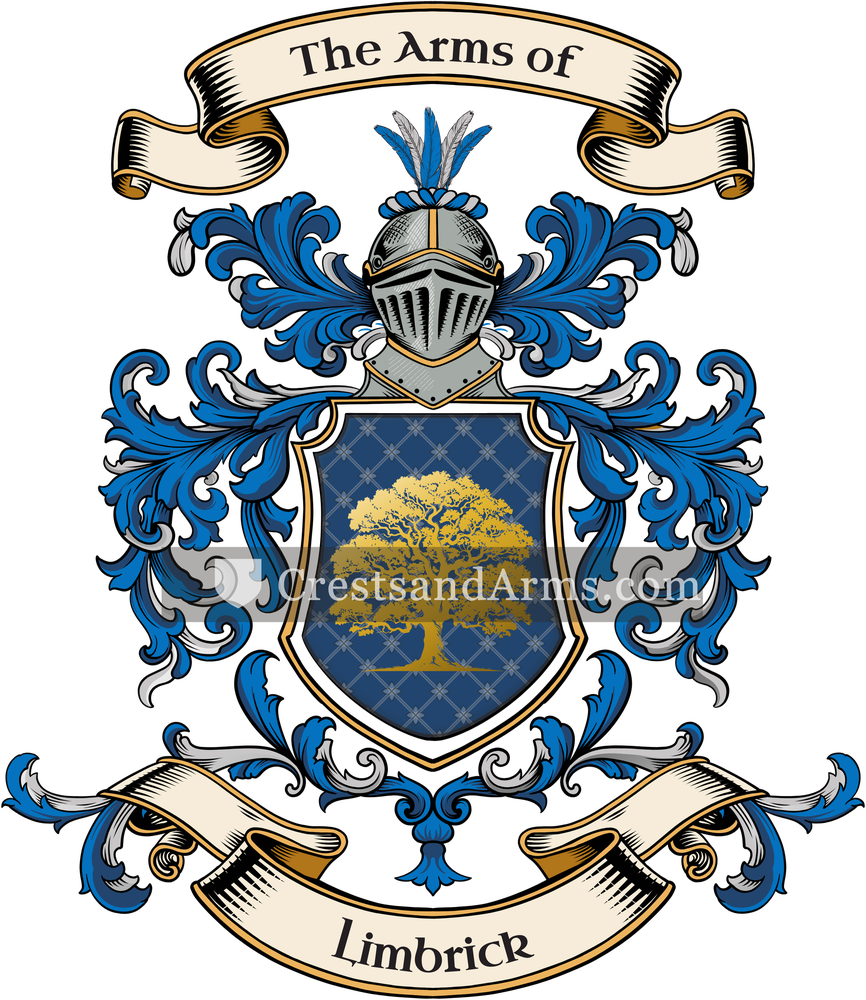The Limbrick coat of arms, drawn from the recorded blazon