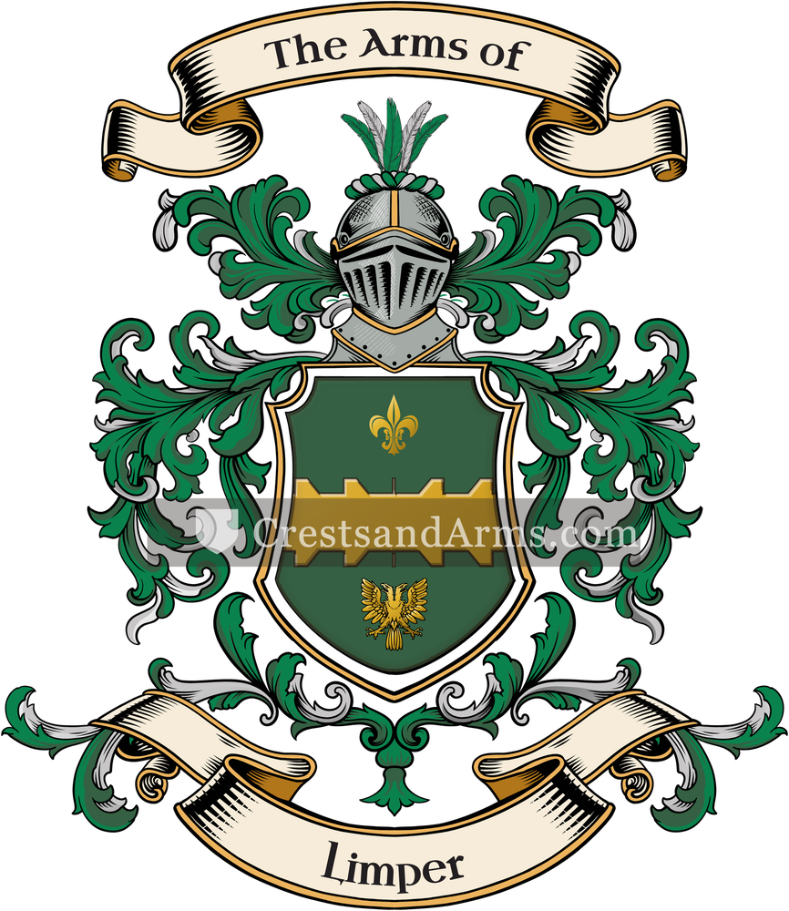 The Limper coat of arms, drawn from the recorded blazon