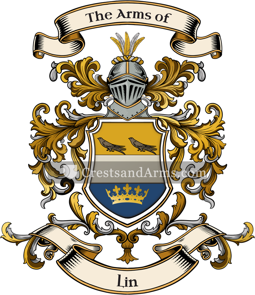 The Lin coat of arms, drawn from the recorded blazon