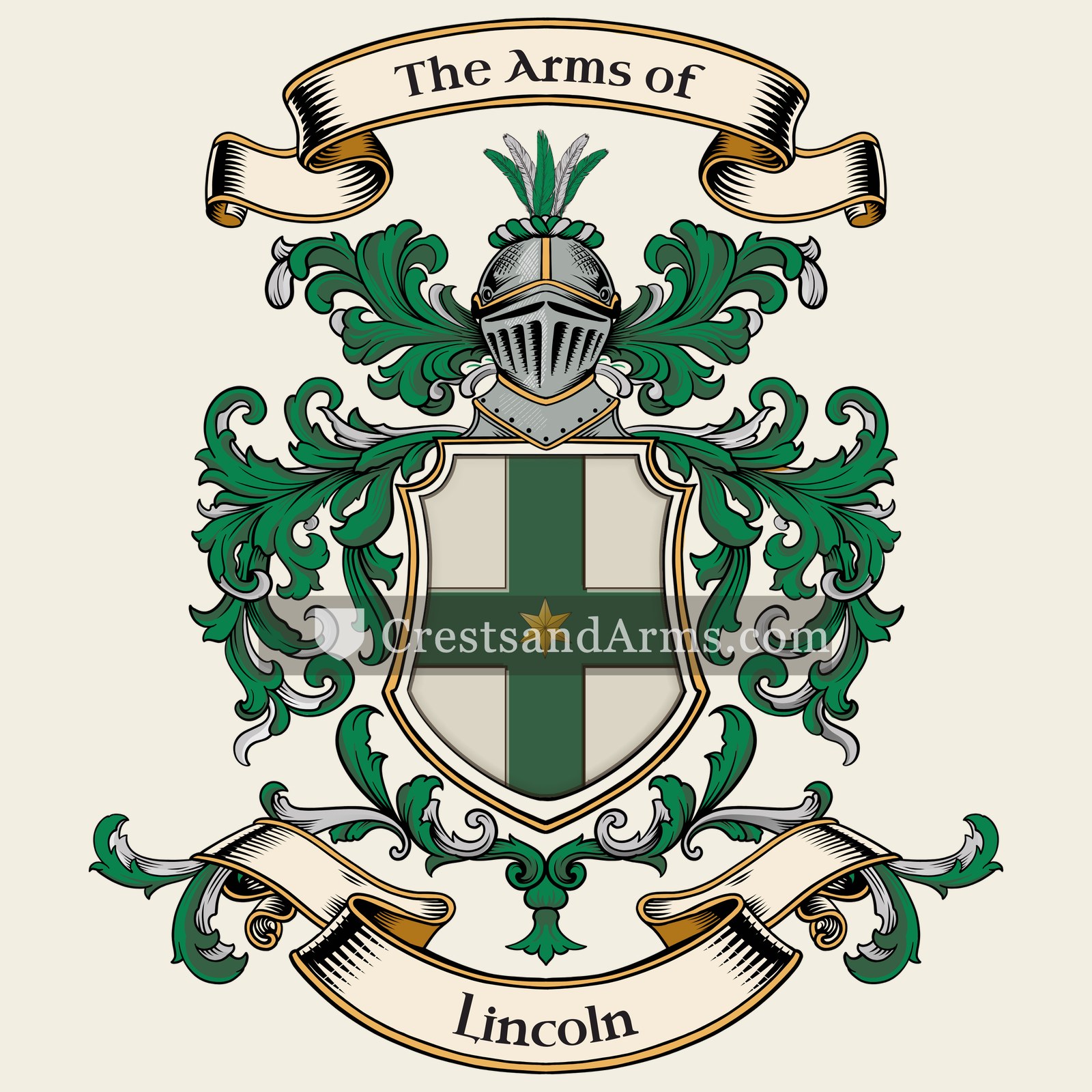 The Lincoln coat of arms, drawn from the recorded blazon