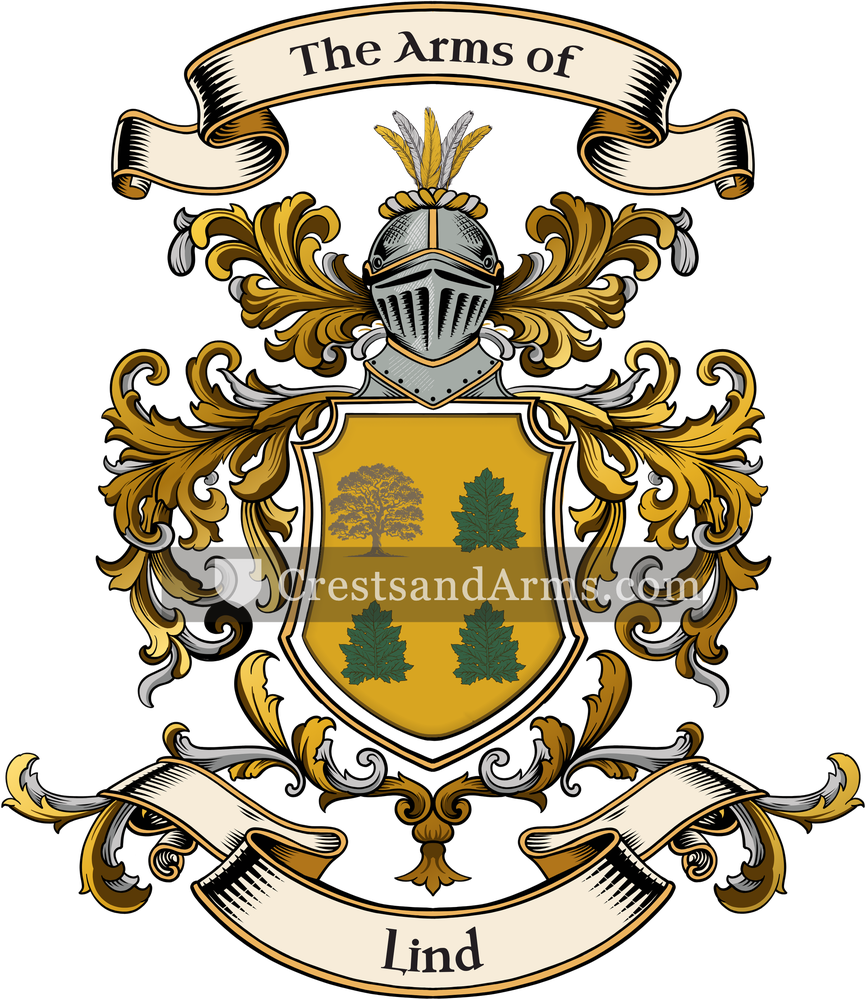The Lind coat of arms, drawn from the recorded blazon