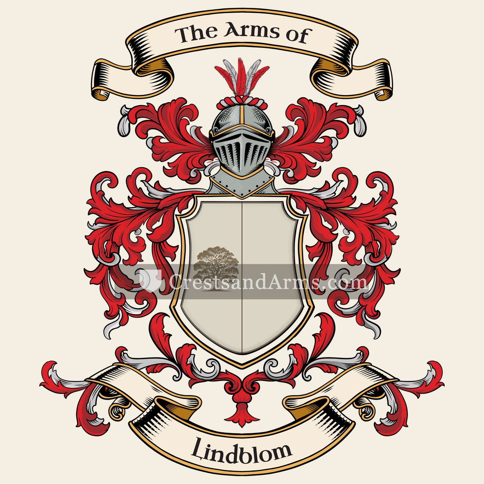 The Lindblom coat of arms, drawn from the recorded blazon