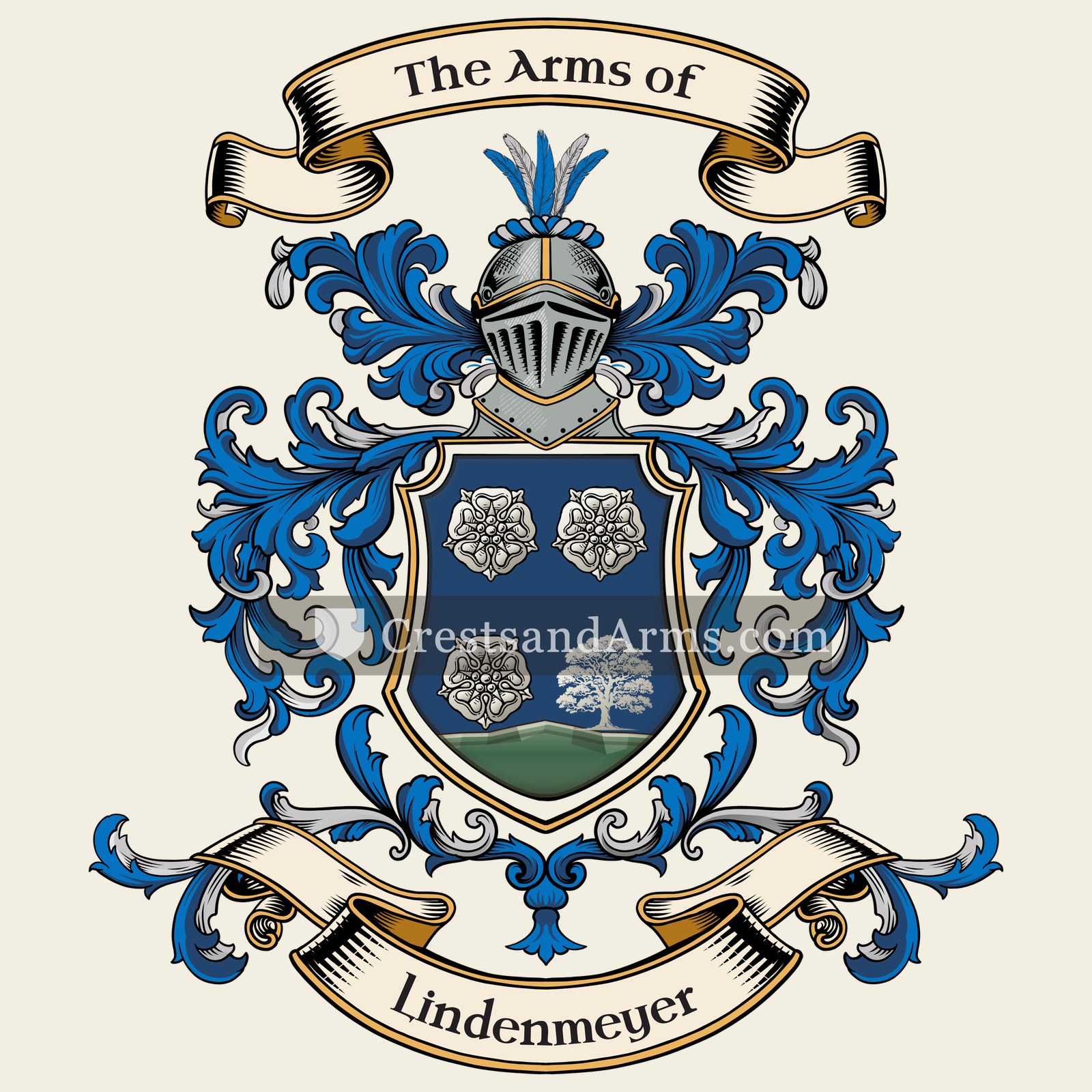 The Lindenmeyer coat of arms, drawn from the recorded blazon