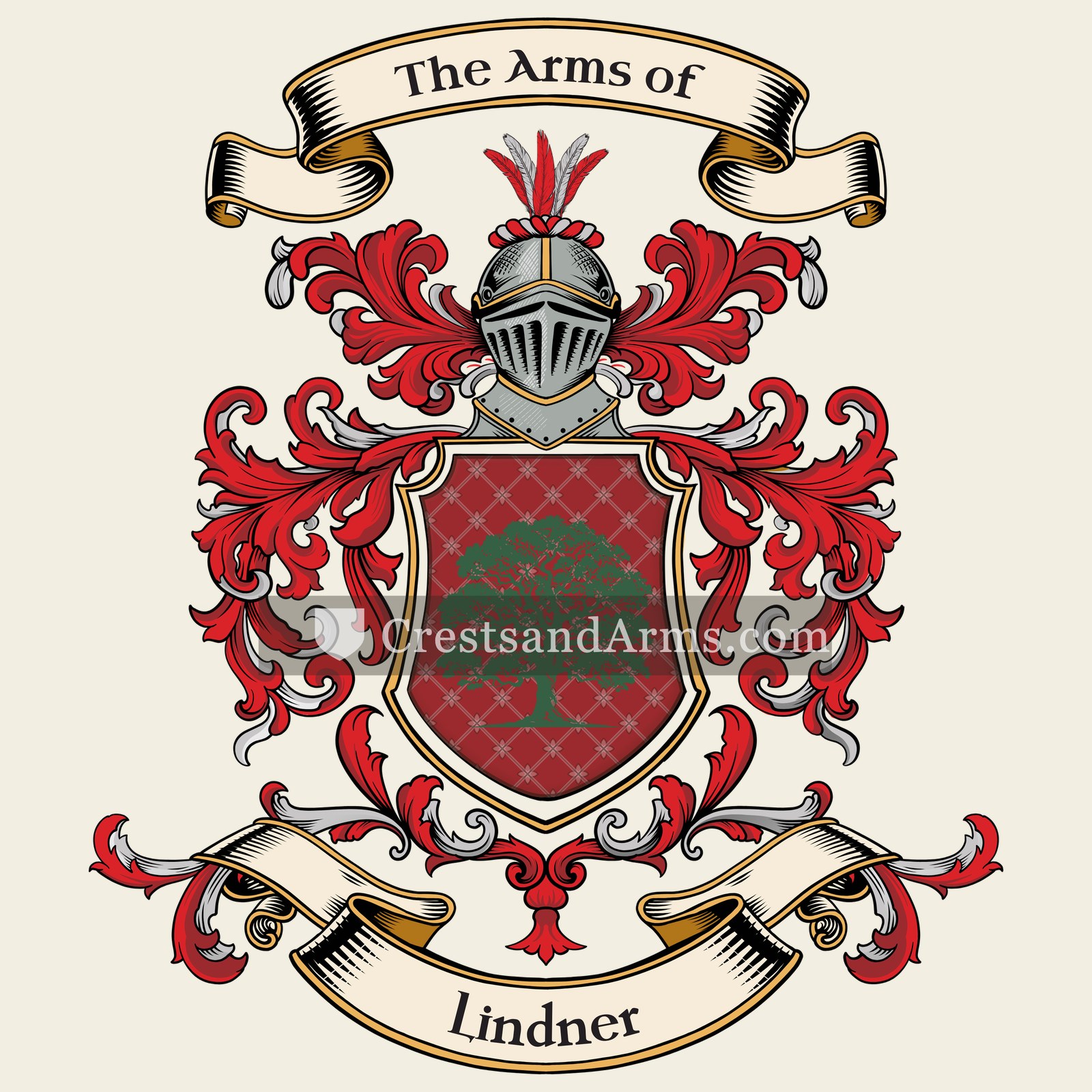 The Lindner coat of arms, drawn from the recorded blazon