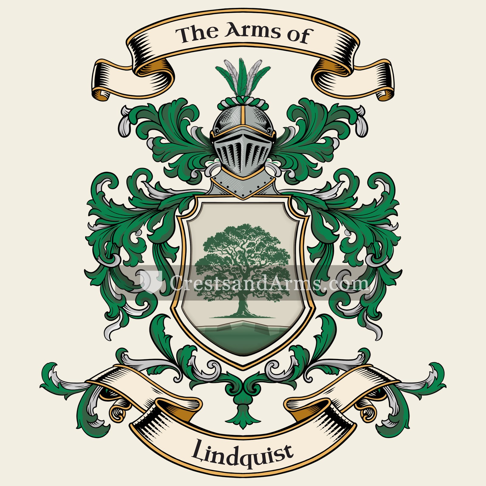The Lindquist coat of arms, drawn from the recorded blazon