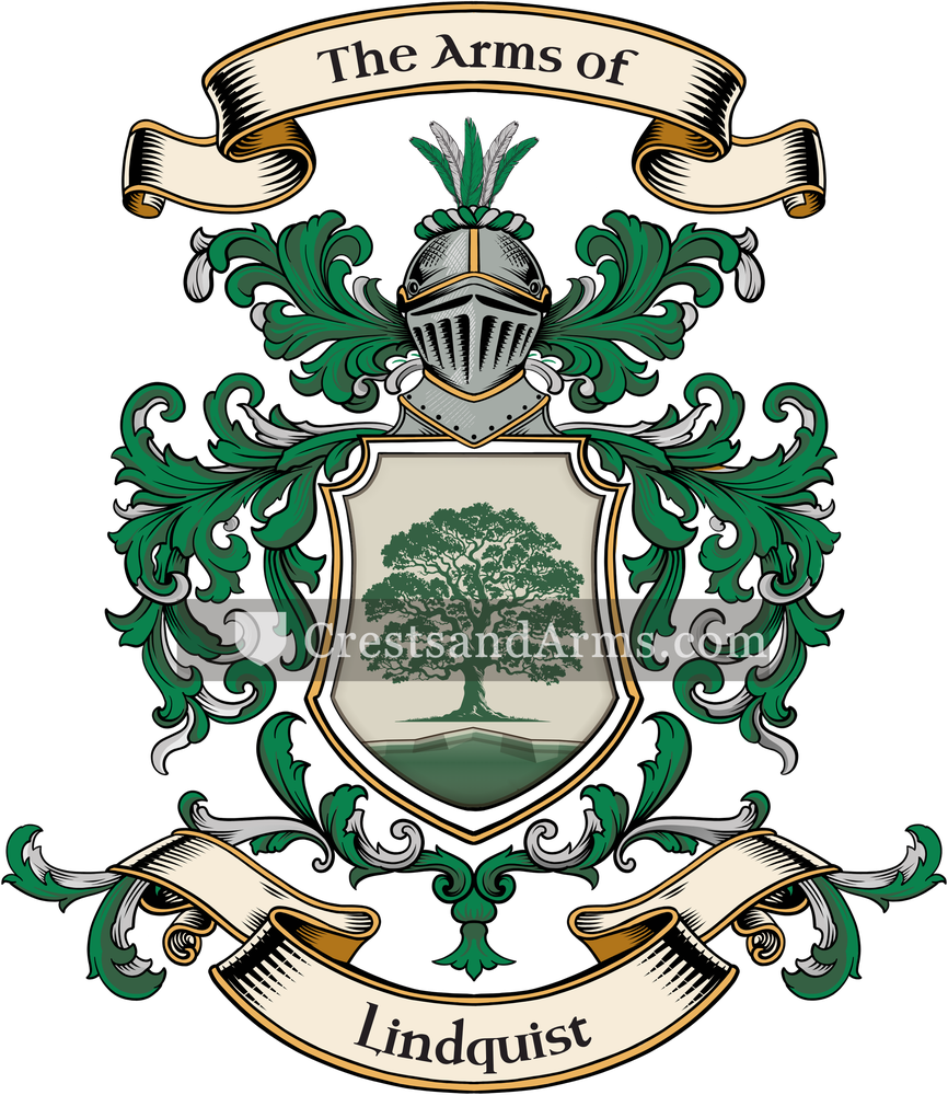 The Lindquist coat of arms, drawn from the recorded blazon