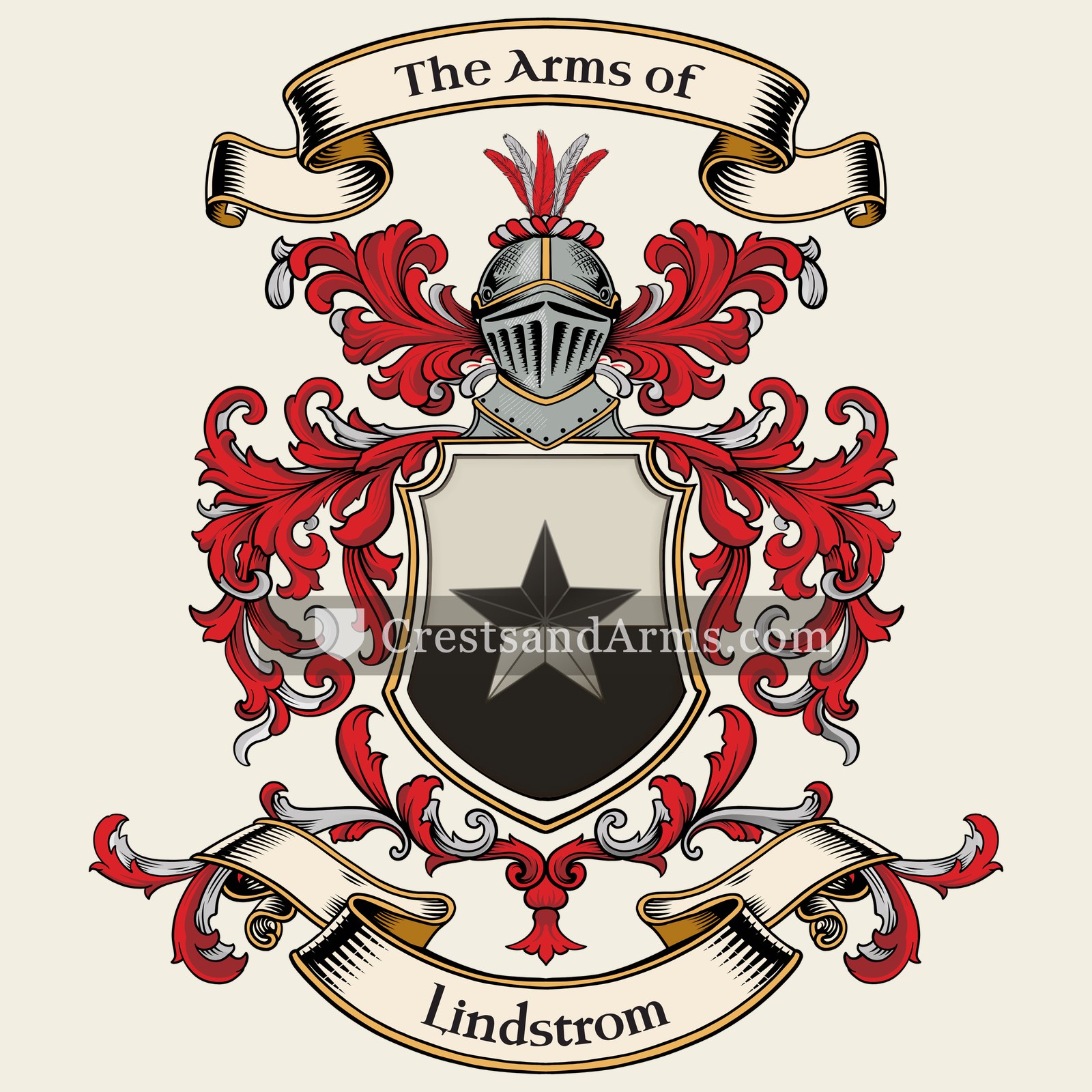 The Lindstrom coat of arms, drawn from the recorded blazon
