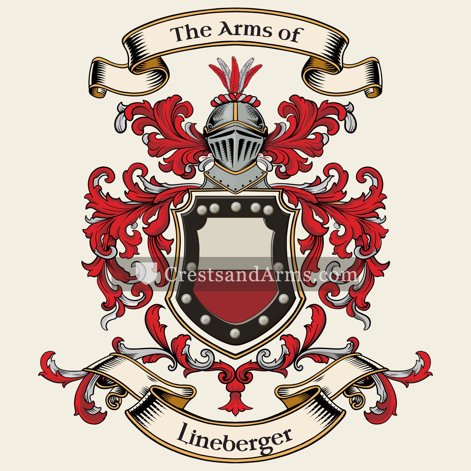 The Lineberger coat of arms, drawn from the recorded blazon