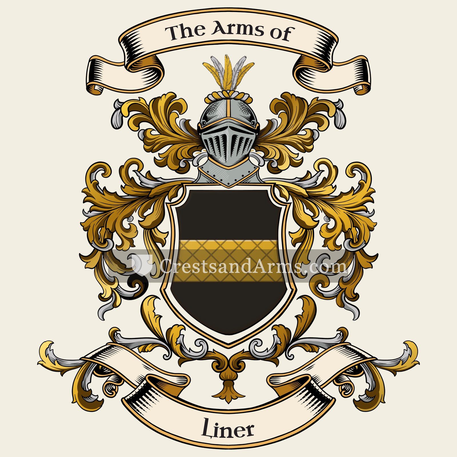 The Liner coat of arms, drawn from the recorded blazon