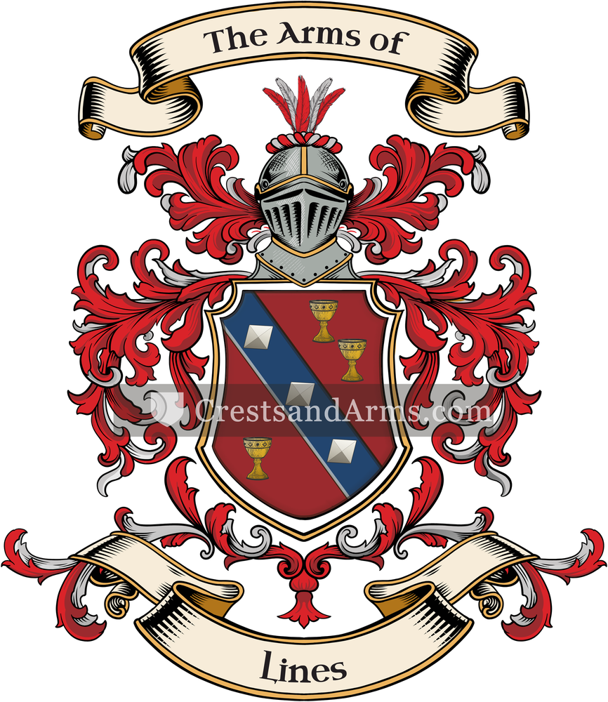 The Lines coat of arms, drawn from the recorded blazon