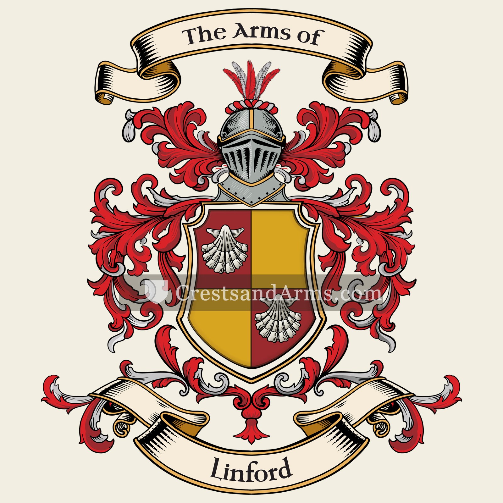 The Linford coat of arms, drawn from the recorded blazon
