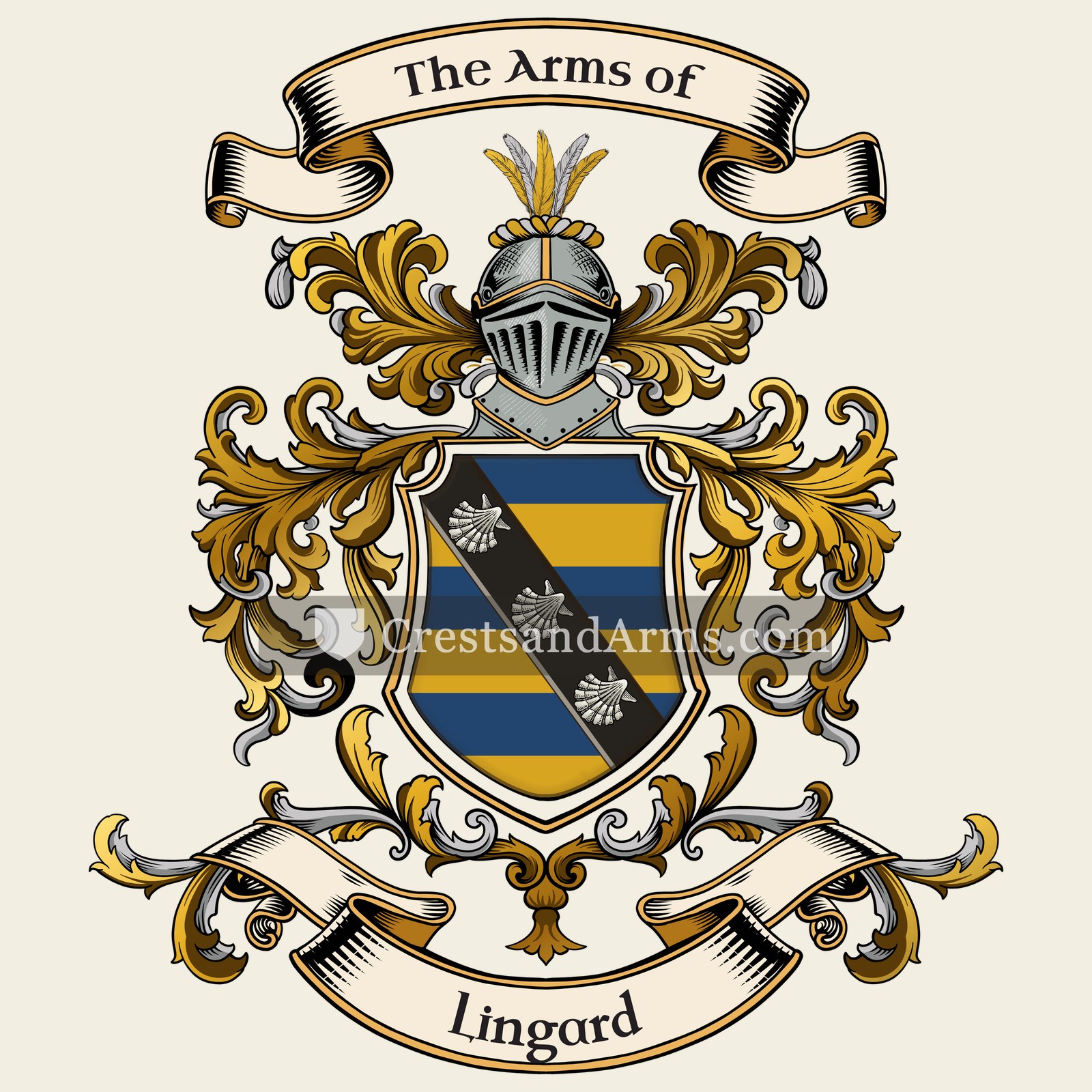 The Lingard coat of arms, drawn from the recorded blazon
