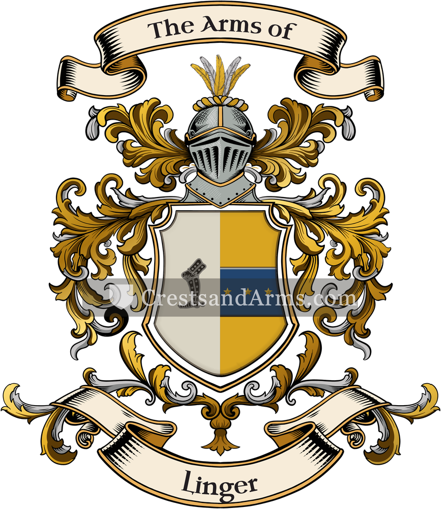 The Linger coat of arms, drawn from the recorded blazon