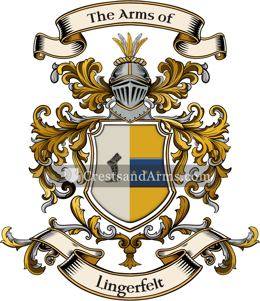 The Lingerfelt coat of arms, drawn from the recorded blazon