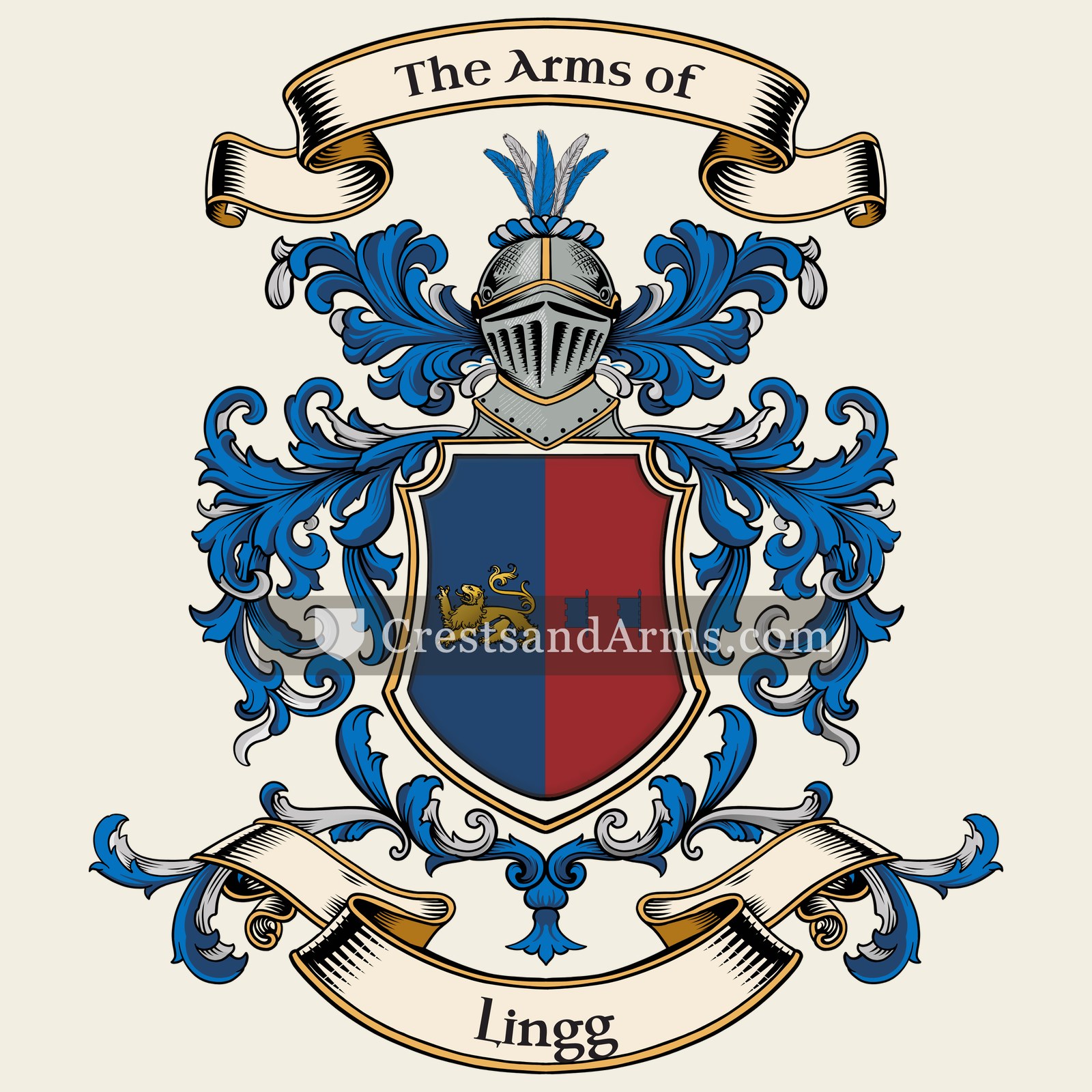 The Lingg coat of arms, drawn from the recorded blazon