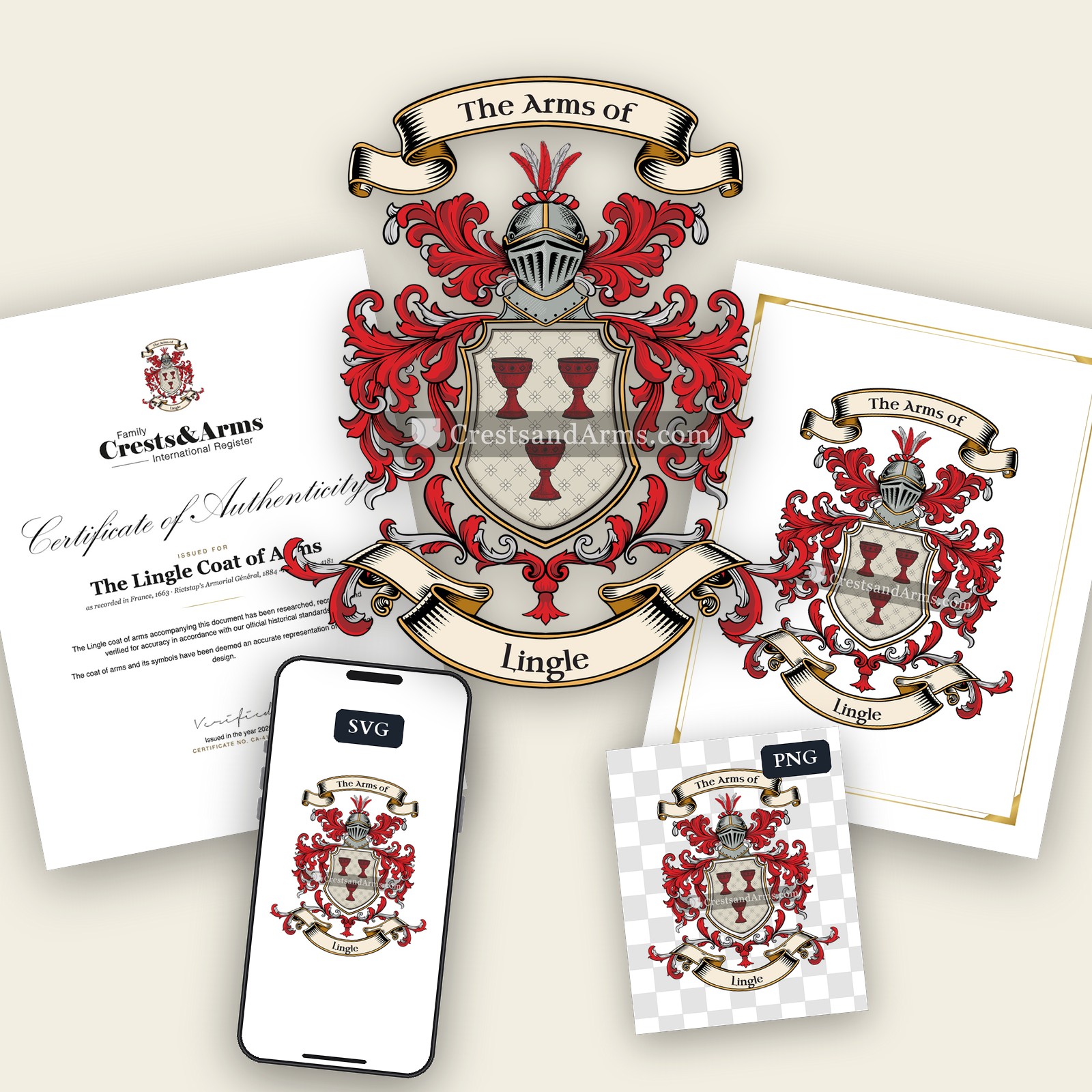 The Lingle arms on the coat of arms — digital pack