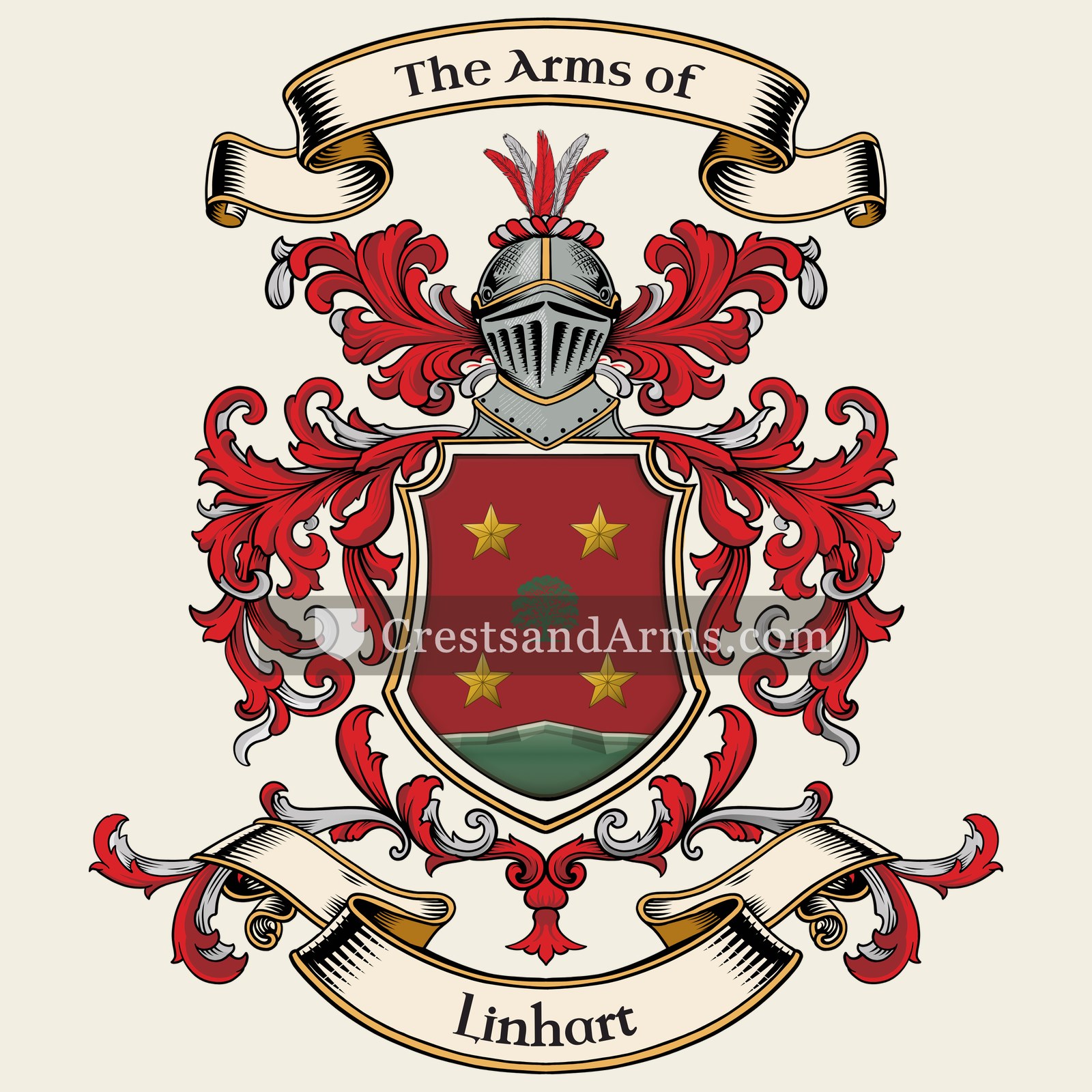 The Linhart coat of arms, drawn from the recorded blazon