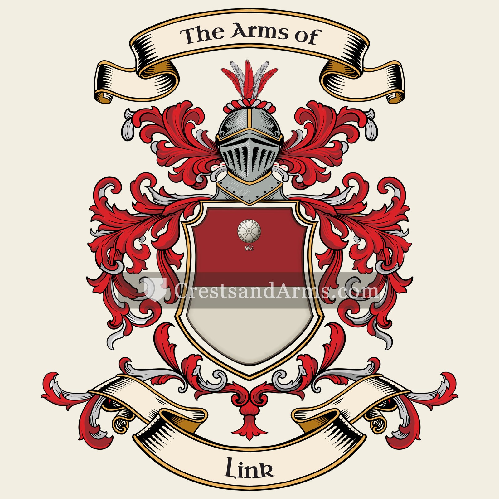 The Link coat of arms, drawn from the recorded blazon
