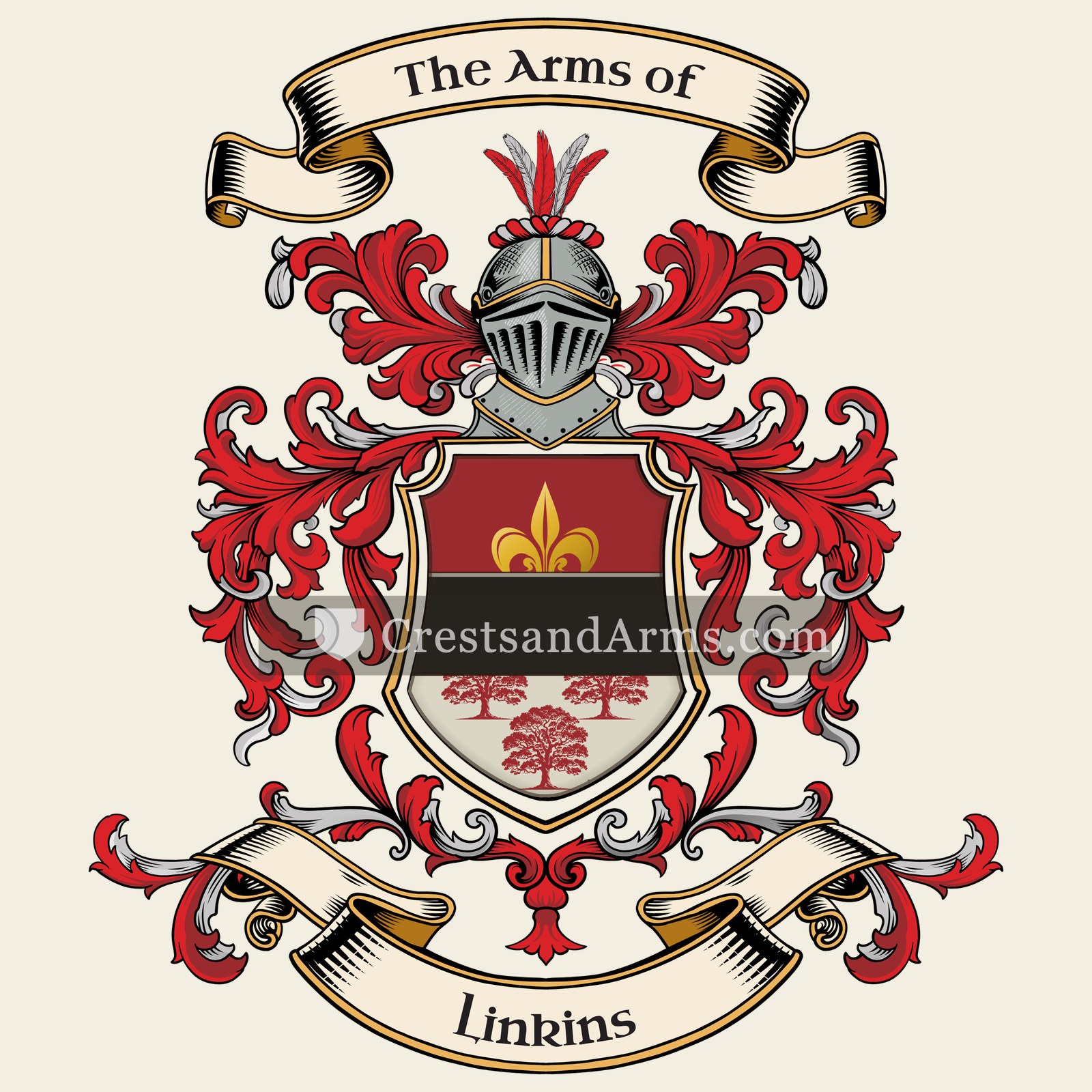 The Linkins coat of arms, drawn from the recorded blazon
