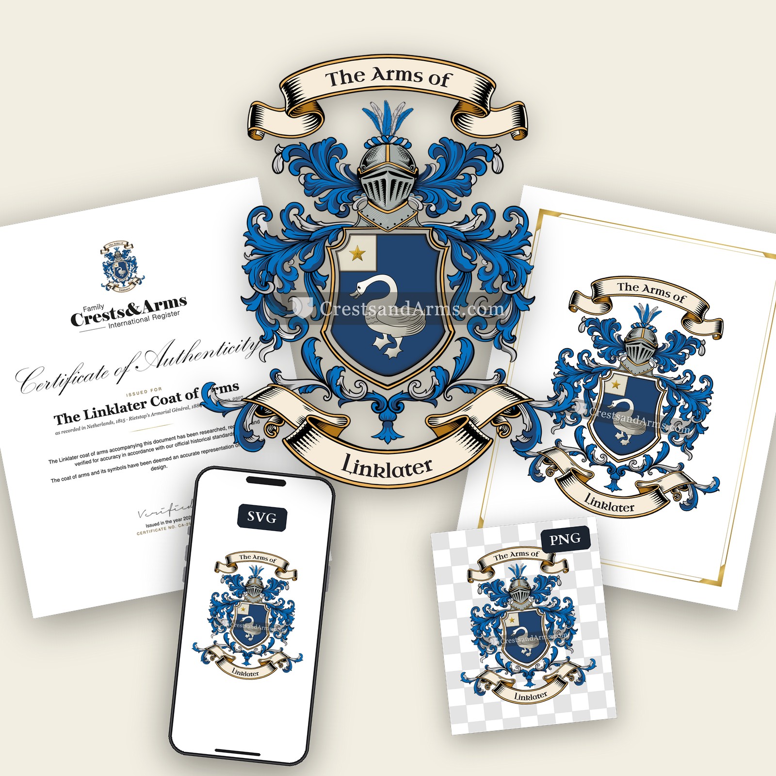 The Linklater arms on the coat of arms — digital pack