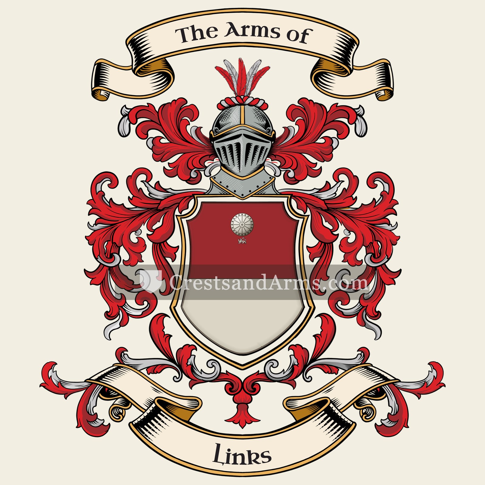 The Links coat of arms, drawn from the recorded blazon
