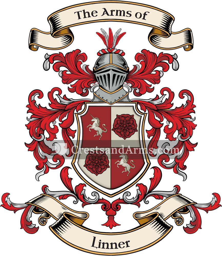 The Linner coat of arms, drawn from the recorded blazon