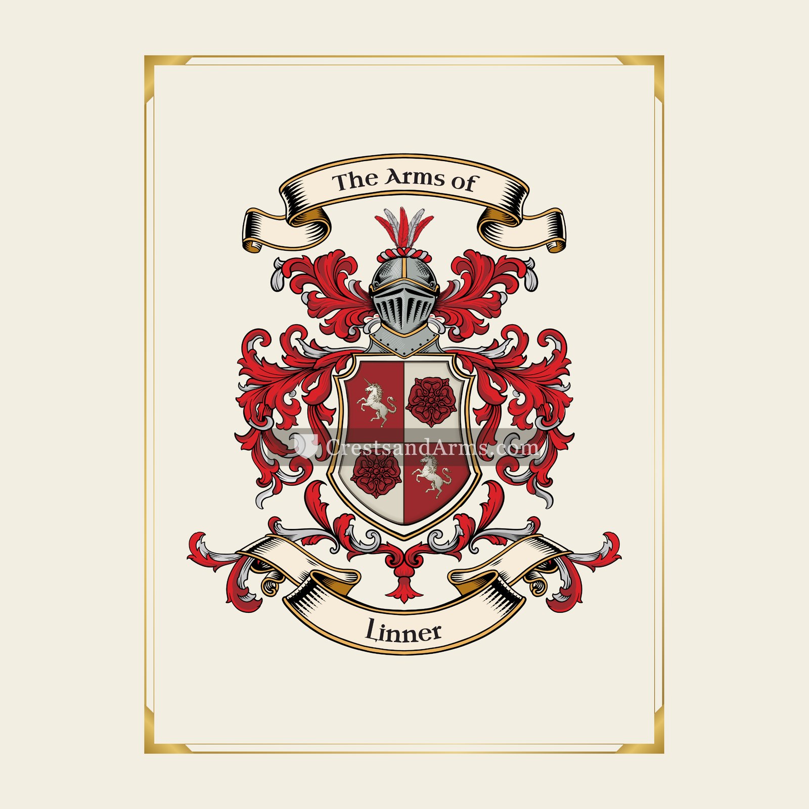 With gold border