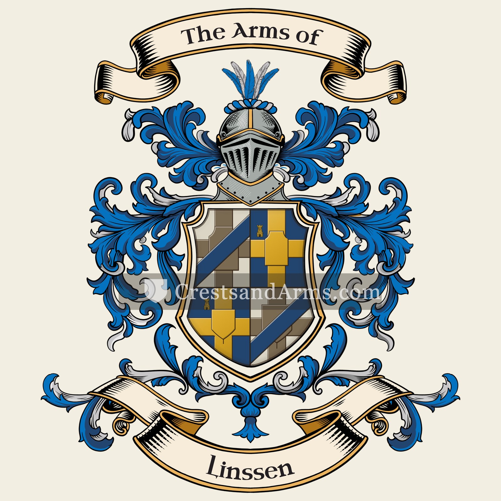 The Linssen coat of arms, drawn from the recorded blazon