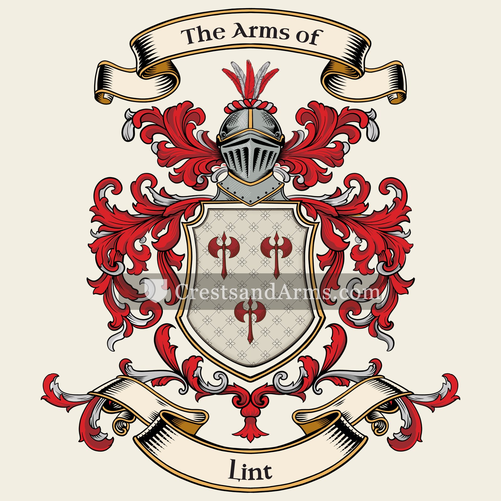 The Lint coat of arms, drawn from the recorded blazon