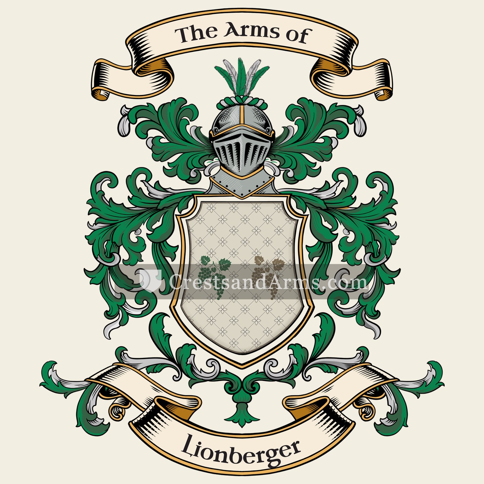 The Lionberger coat of arms, drawn from the recorded blazon