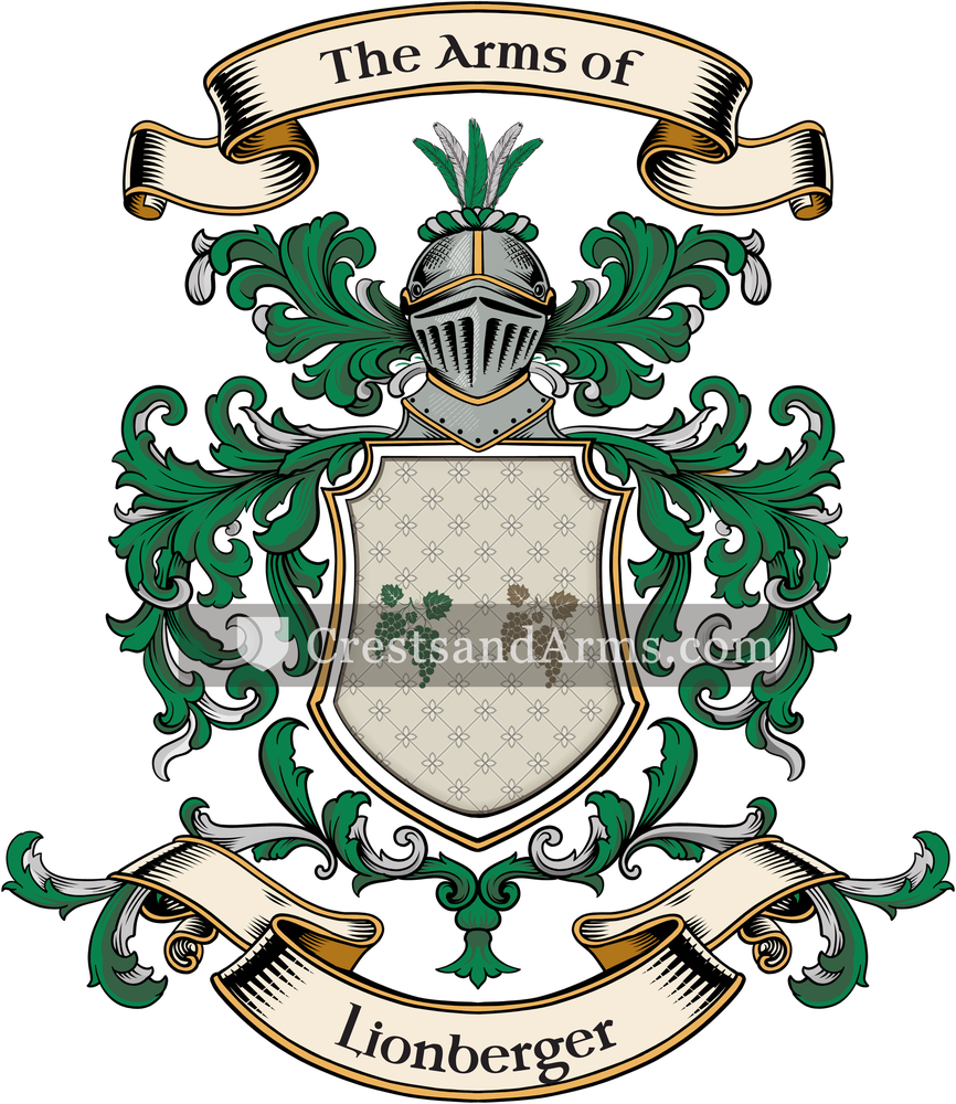 The Lionberger coat of arms, drawn from the recorded blazon